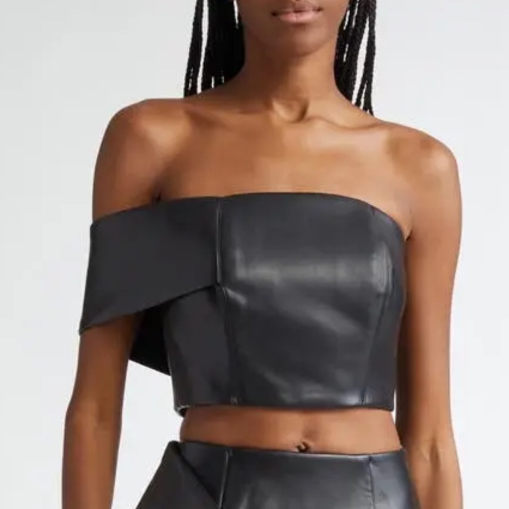 Israella Kobla KAMAAL Faux Black Leather Bustier